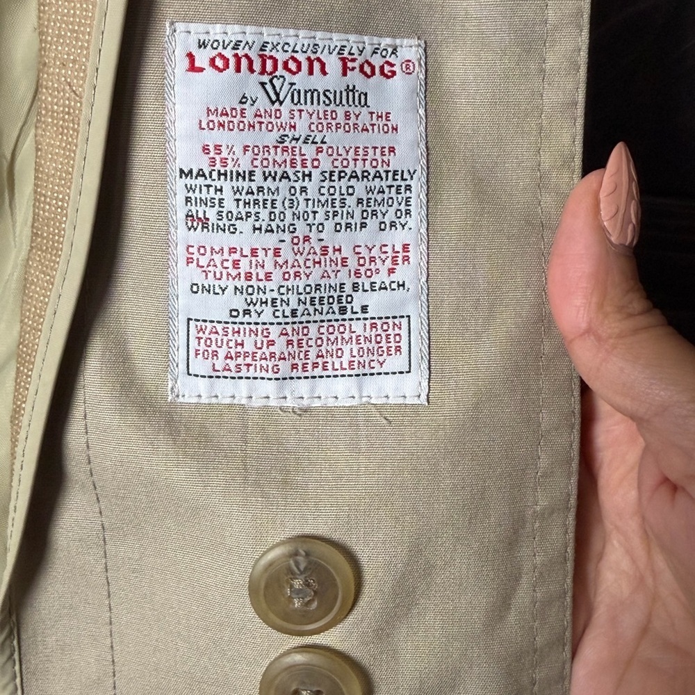 Vintage London Fog Wamsutta Women’s Beige Trench Coat Shoulder Pads Size XL - Picture 4 of 4